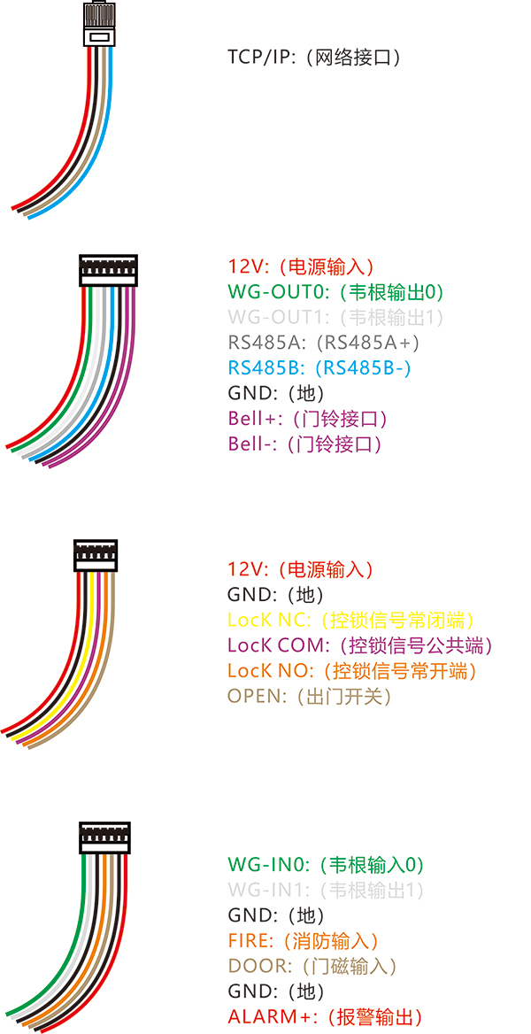 门禁考勤一体机接线图